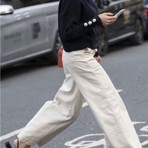 NWT Madewell belted wide leg cropped pant in cream Size 25